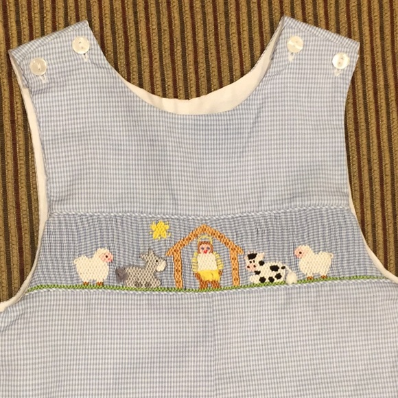 petit bebe Other - Nativity Smocked longall 9 mos